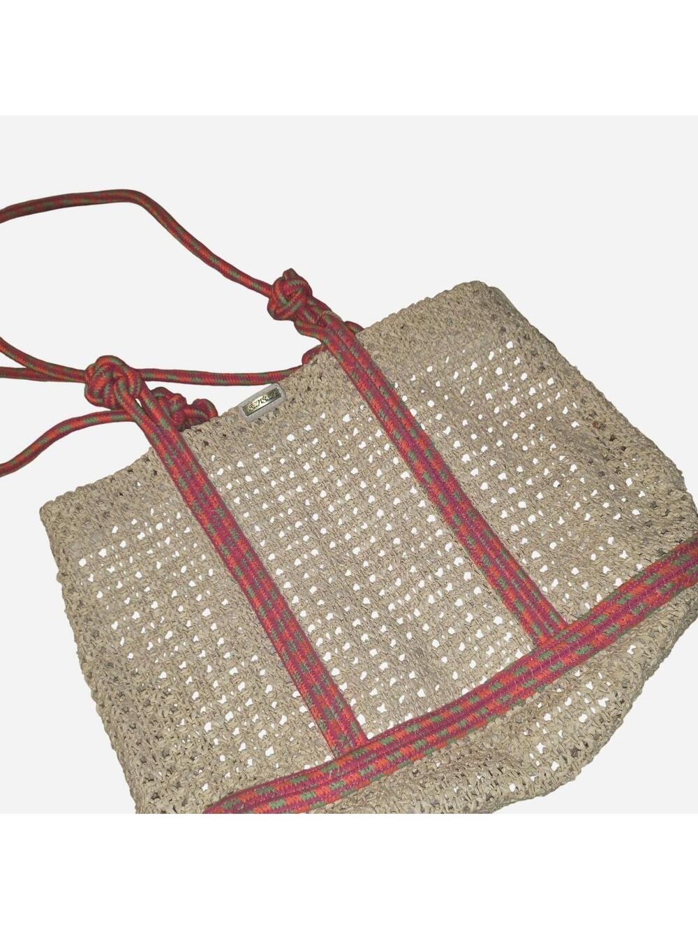 Sun n Sand crochet halter top with red and green plaid trim #beachwear #summer